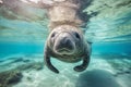 Curious friendly manatee. Generate Ai Royalty Free Stock Photo