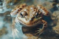 Curious frog resting in a pond looking at camera Royalty Free Stock Photo