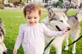 Curious girl with a dog Royalty Free Stock Photo