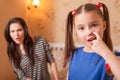 Curious girl picking a nose Royalty Free Stock Photo