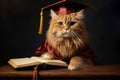 Curious Graduate cat smart. Generate AI