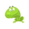 Curious Green Frog Funny Character Childish Cartoon Illustration