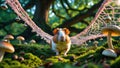 Adorable Guinea Pig Fairy in Mushroom Forest Royalty Free Stock Photo