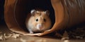 A curious hamster exploring a maze of tunnels and hiding places in its cage, concept of Exploratory behavior, created Royalty Free Stock Photo