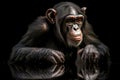 A curious and intelligent Chimpanzee looking at its reflection, showing off its curious and intelligent nature. Generative AI