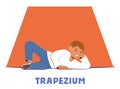 Curious Kid Explores The Trapezium Shape, Embracing The Concept Of Geometry Learning With Excitement And Creativity