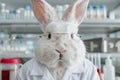 Curious lab rabbit in glasses Royalty Free Stock Photo