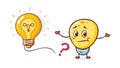 Curious lightbulb contemplating a question, sparking new ideas. vector design Generative AI Royalty Free Stock Photo