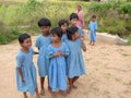 Curious local school children