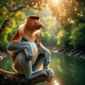 The Curious Look of a Proboscis Monkey Royalty Free Stock Photo