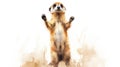 Curious Meerkat Standing on Hind Legs AI Generated