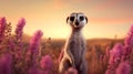 A curious meerkat caught in the soft light of dawn Royalty Free Stock Photo