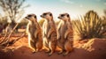 Curious meerkats standing guard Royalty Free Stock Photo