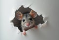Curious mouse peeking through hole Royalty Free Stock Photo