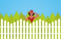 Curious neighbor looks over the fence. Vector illustration. Royalty Free Stock Photo