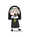 Curious Nun Feeling Very Lovely Face Expression Vector