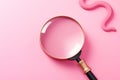 Curious Person Holding Magnifying Glass with Speech Bubble on Pink Background AI Generated