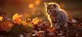 Curious and playful kitten joyfully explores the mesmerizing beauty of nature s captivating wonders