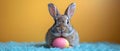 Concept Easter Bunny, Curious rabbit joins holiday cheer as Easter bunny delivers colorful eggs