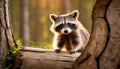 Curious Raccoon in Forest