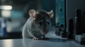 Curious rat being studied in lab