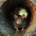 Curious Rat Peeking from a Sewer Pipe. Generative ai