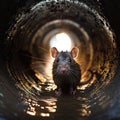 Curious Rat Peeking from a Sewer Pipe. Generative ai