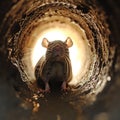 Curious Rat Peeking from a Sewer Pipe. Generative ai