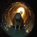 Curious Rat Peeking from a Sewer Pipe. Generative ai