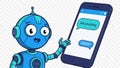 Curious robot engaging in digital communication Royalty Free Stock Photo