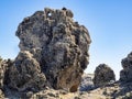 Curious rock with a hole close to Roque Nublo, Grand Canary island, Spain