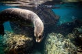 Curious sea lion underwater Royalty Free Stock Photo