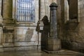 Curious shadow that looks like a pilgrim with a cane, Santiago de Compostela, Spain