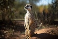 A curious and social Meerkat standing upright, showing off its curious and social nature. Generative AI