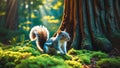 Adorable Gray Squirrel in Sunlit Forest Royalty Free Stock Photo