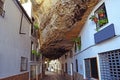 Curious and surprising street of Setenil de las Bodegas where their houses are under a large giant rock Cadiz Andalusia Spain