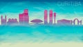 Curitiba Brazil Skyline City vector Silhouette. Broken Glass Abstract Geometric Dynamic Textured. Banner Background. Colorful Shap