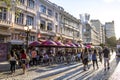 People eat at restaurant in XV of November street, ou flowers street in downtown of Curitiba Royalty Free Stock Photo