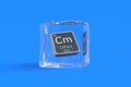 Curium Cm chemical element of periodic table in ice cube. Symbol of chemistry element Royalty Free Stock Photo