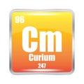 Curium icon. Cm chemical element. Atomic number 96. Mass 247. Orange square image. Vector symbol. Royalty Free Stock Photo