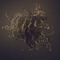 Curl noise flow gold and black abstract lines 3d rendering