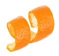 Curl orange peel isolated on white background