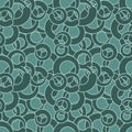 Curl seamless pattern. Green circles abstract ornament. Retro te