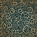 Curl seamless pattern. Swirl Gold background. Hand drawn cartoon flat illustration.