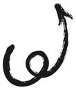 Curled arrow doodle. Hand drawn black element