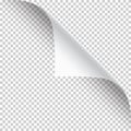 Curled page corner with shadow on transparent background. Blank sheet of paper. Vector illustration. Royalty Free Stock Photo