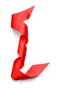 Curled red ribbon on white background Royalty Free Stock Photo