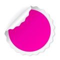 Curled round pink sticker