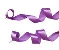 Curled violet silk ribbons