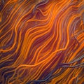 Curled wire futuristic pattern surrounded by mist. Abstract colored lines flow, psychedelic background. 3D rendering
